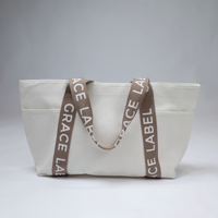 Grace Label Large Tote Bag - Beige