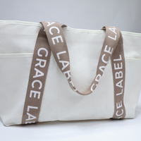 Grace Label Large Tote Bag - Beige